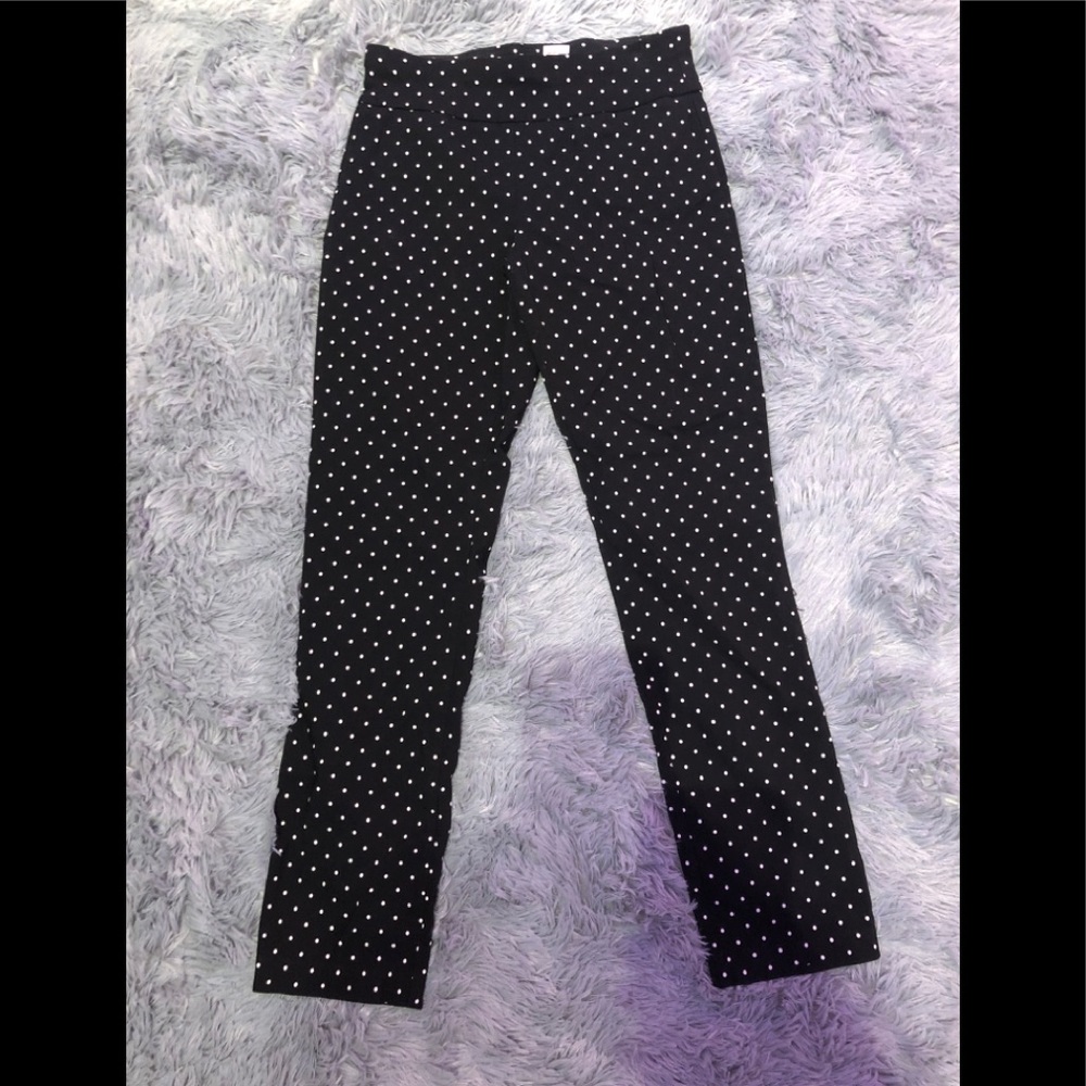 Stretchy Black Polka Dot Dress Pants